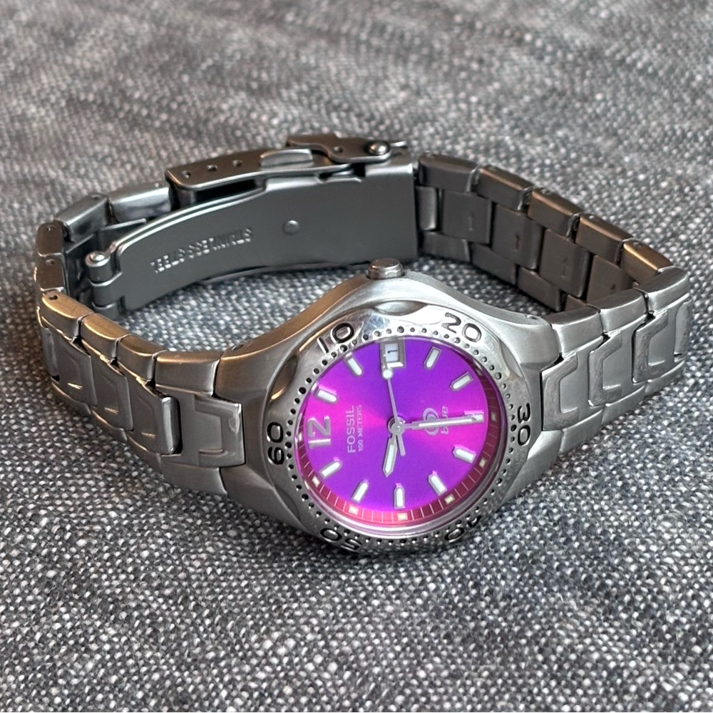 Fossil Blue Ladies Wristwatch AM-3529  WORKS!